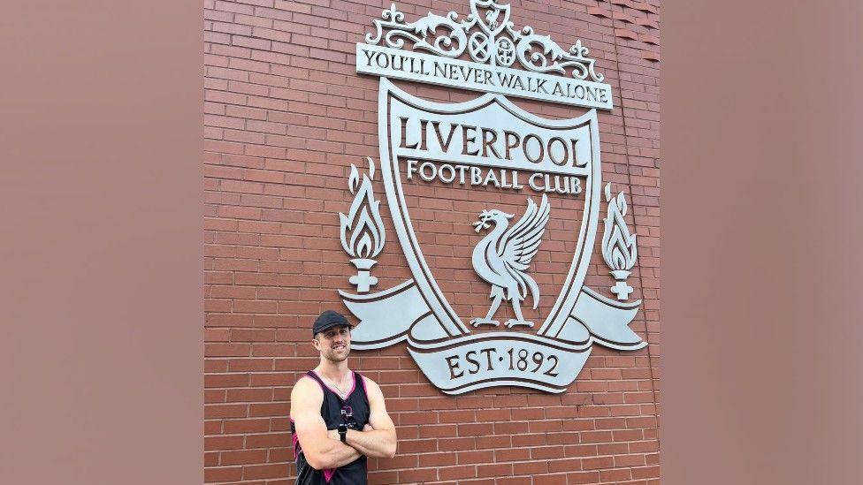 Fin outside Anfield Football Stadium