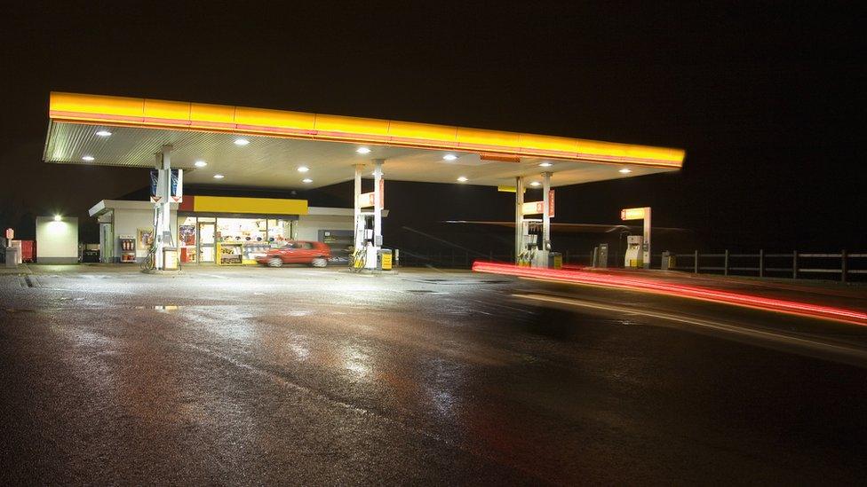 Filling station at night