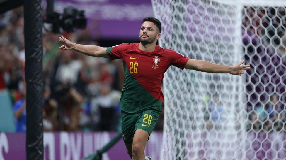 Goncalo Ramos celebrating after a goal