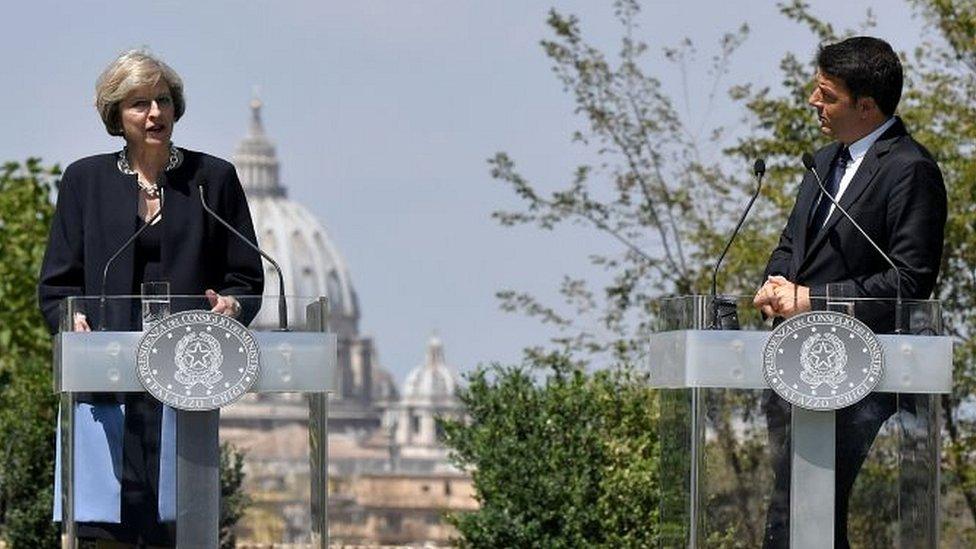 Theresa May and Matteo Renzi