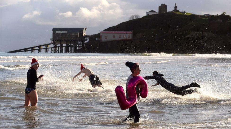 swimmers in sea