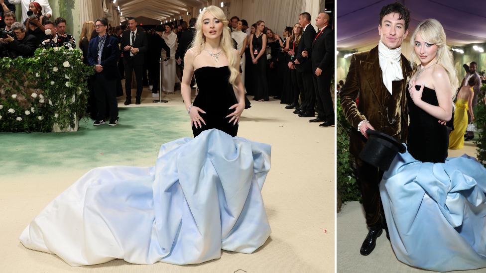 Barry Keoghan and Sabrina Carpenter attend The 2024 Met Gala Celebrating "Sleeping Beauties: Reawakening Fashion" at The Metropolitan Museum of Art on May 06, 2024 in New York City.