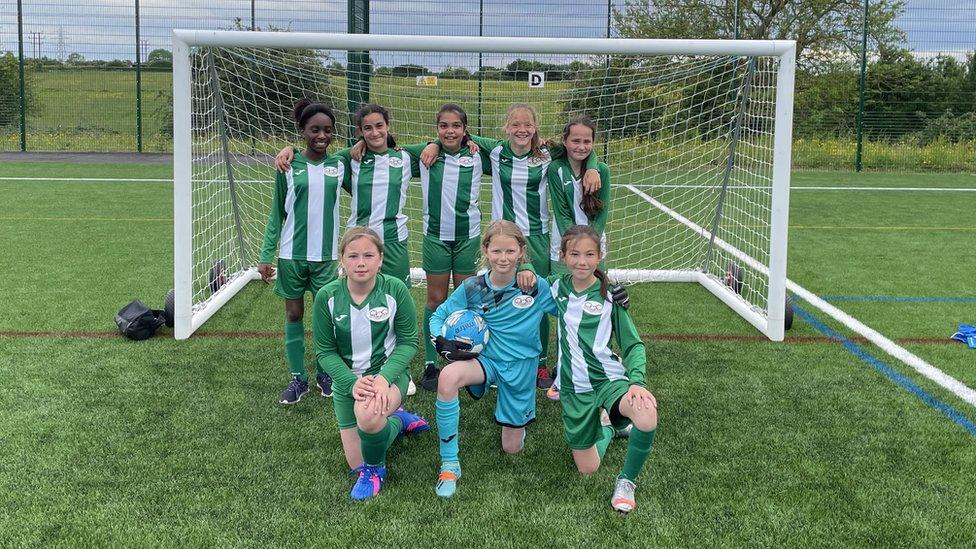 Emerson Valley Junior School's years 5 and 6 girls football team