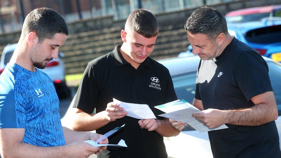 Students at All Saints College after receiving their GCSE results