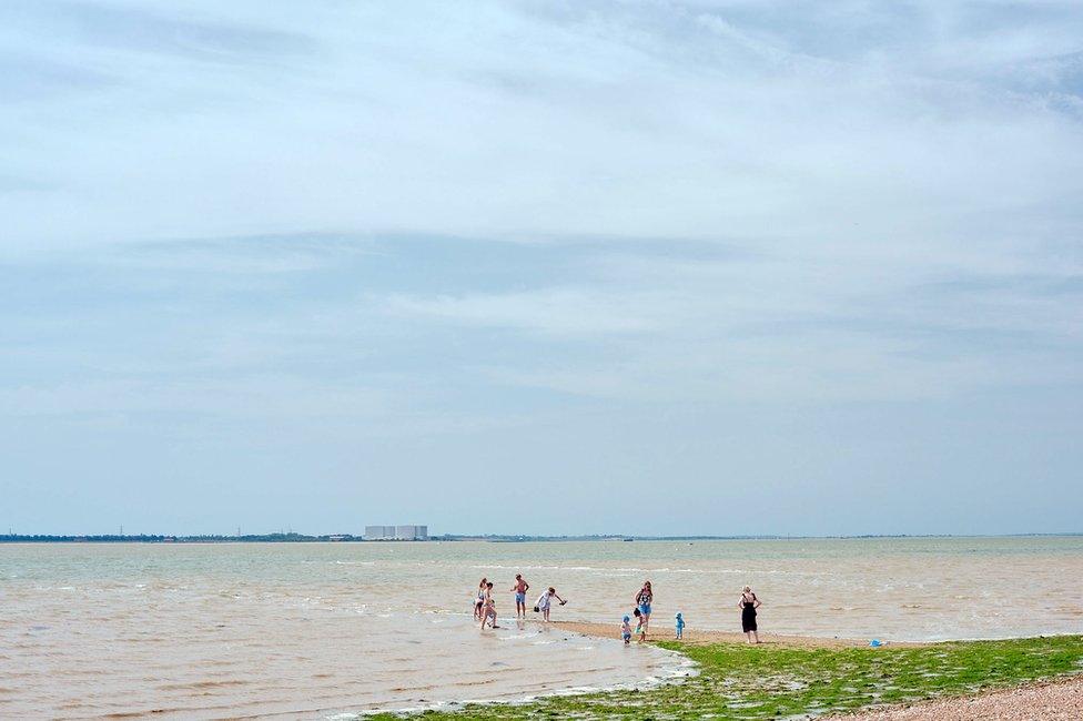 family playing at West Mersea