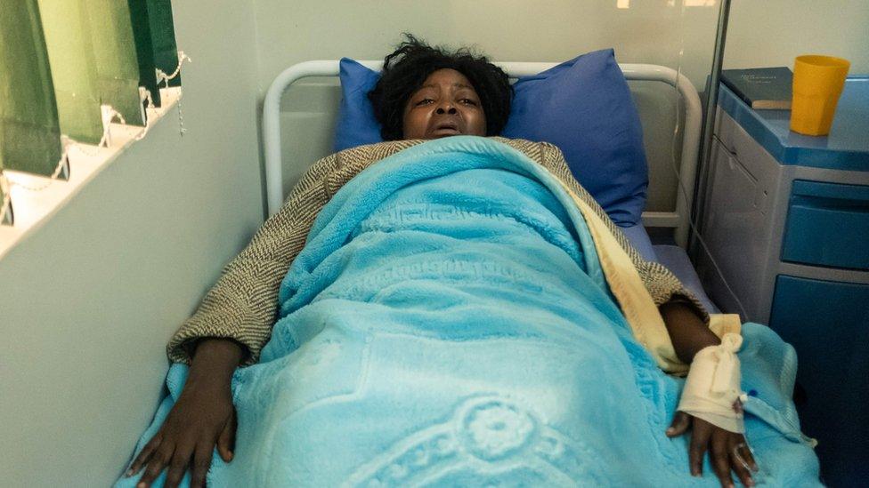 Cecilia Chimbiri in a hospital bed