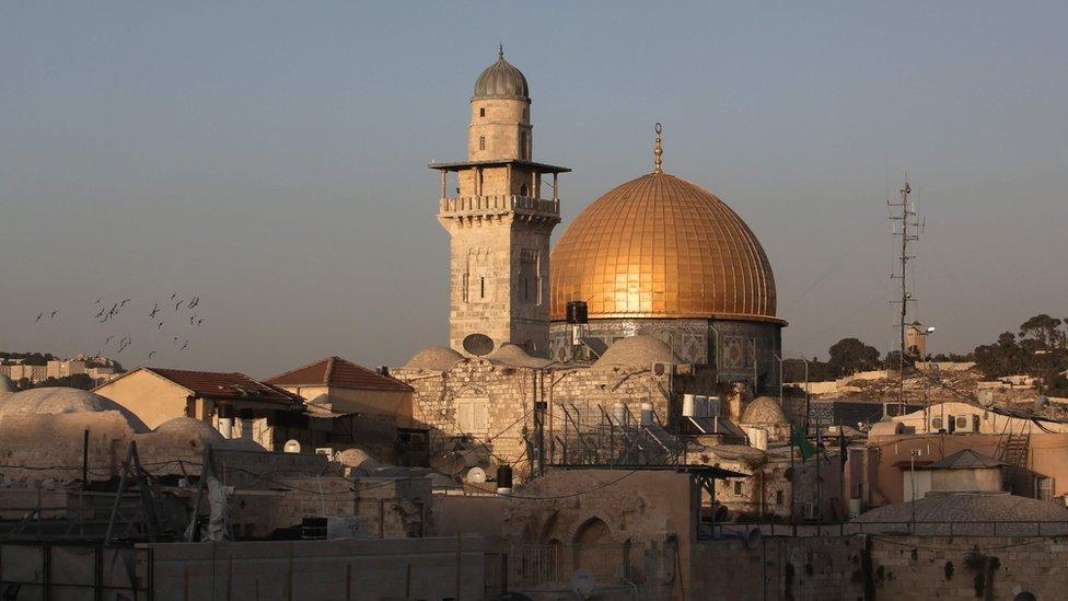 Y Temple Mount, neu Haram al-Sharif yn Arabeg, yn Jeriwsalem