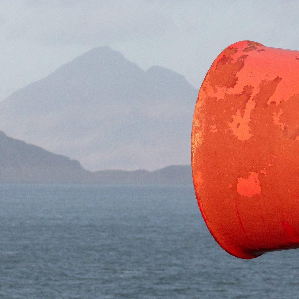 Foghorn with Rum, Ardnamurchan Point Lighthouse, Highland, Scotland