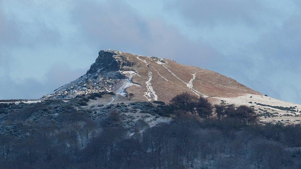 A frozen-looking Roseberry Topping near Great Ayton in North Yorkshire.