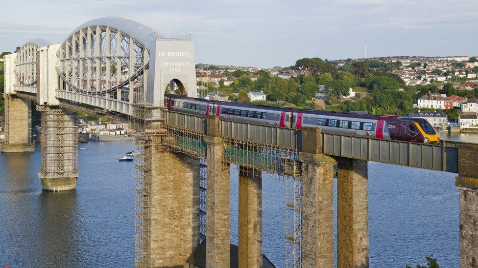 train on Tamar Bridge