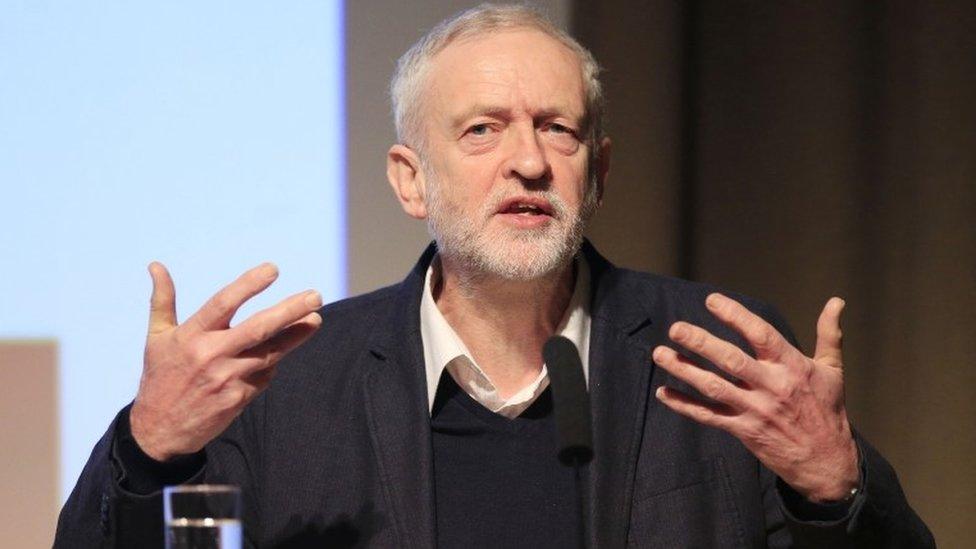 Jeremy Corbyn addressing the Fabian Society