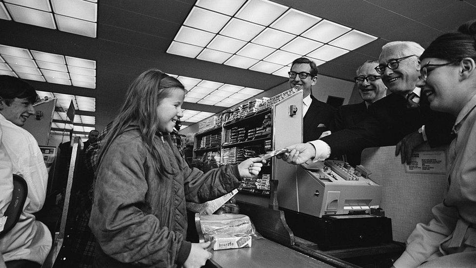 Lord Sainsbury at a celebration of the company's centenary on 15 April 1969