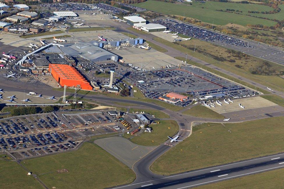 Aerial view of London Luton Airport, 2011