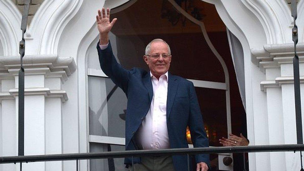 Pedro Pablo Kuczynski waves after casting his vote at a polling station in Lima on June 5, 2016.