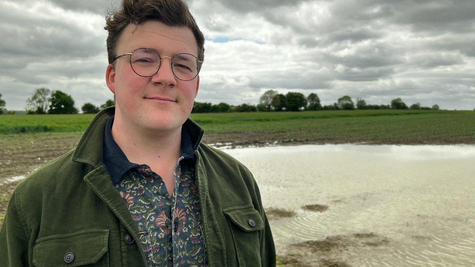 Lake in a wheat field