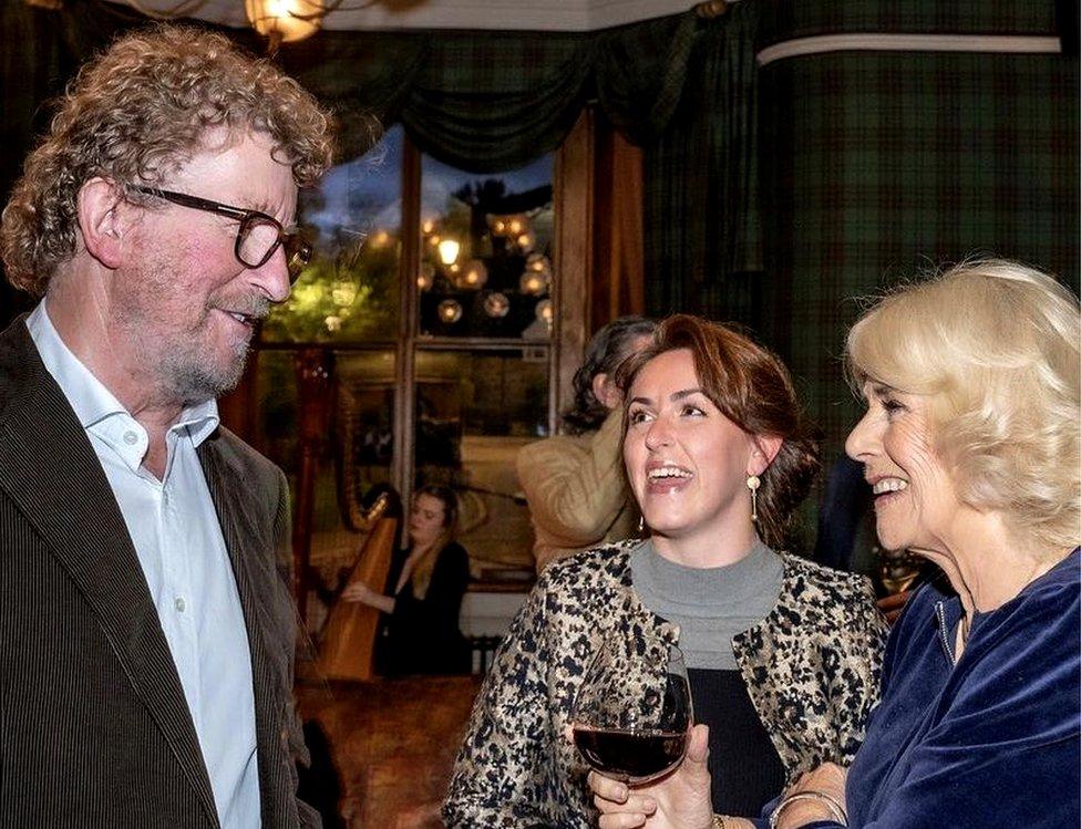 Sebastian Faulks and Camilla the Queen Consort