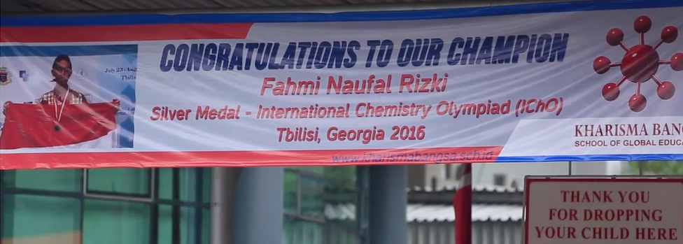 A banner at a school in Indonesia