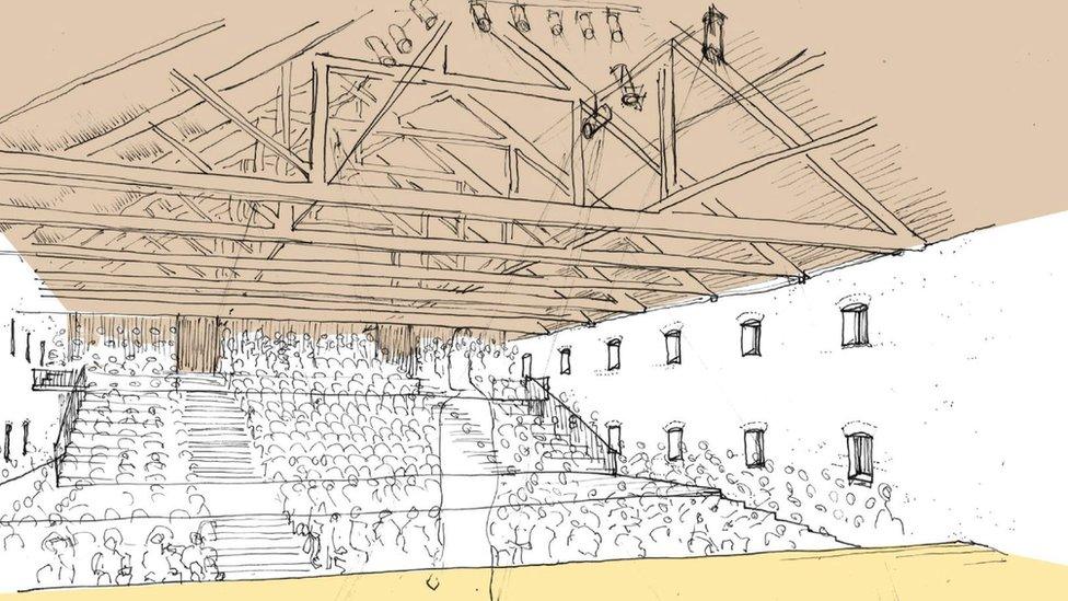 Dorchester Maltings interior drawing