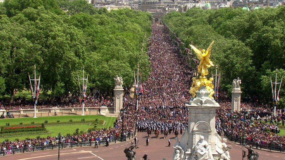 Spectators on the Mall on 8 June 2019