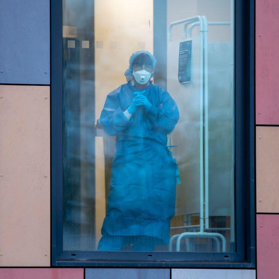 NHS staff in full PPE at Royal Gwent Hospital