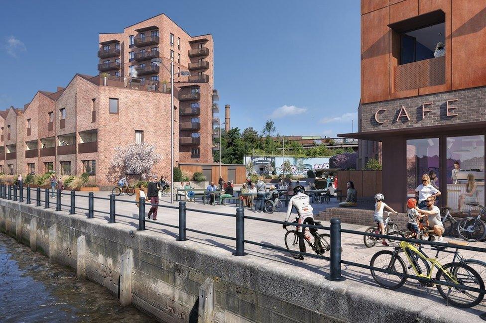 Artist impression of 10-storey tower next to quayside