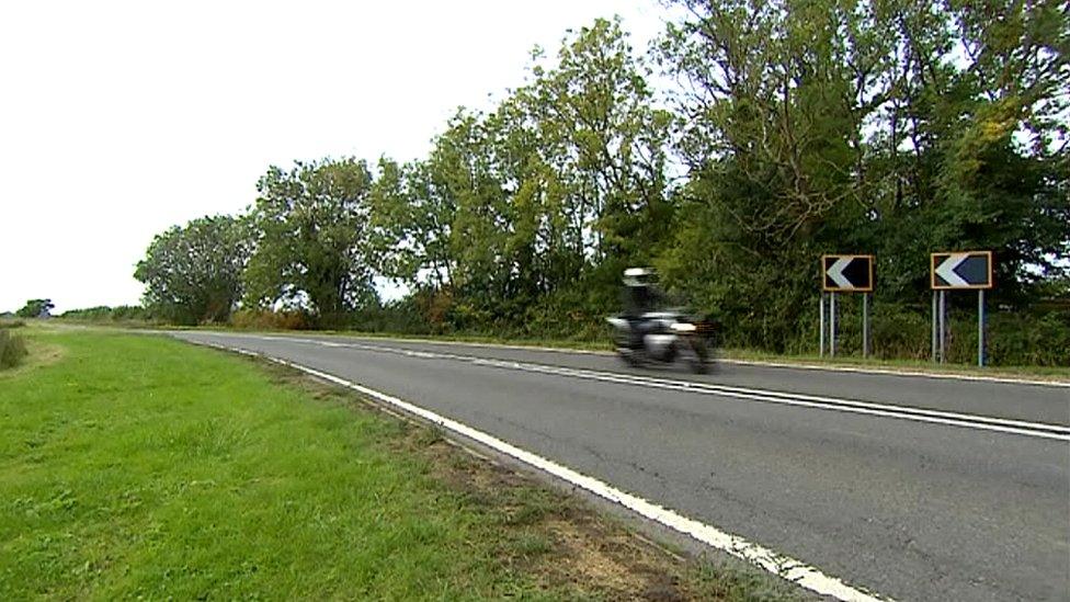 Scene of Tilbrook motorbike crash