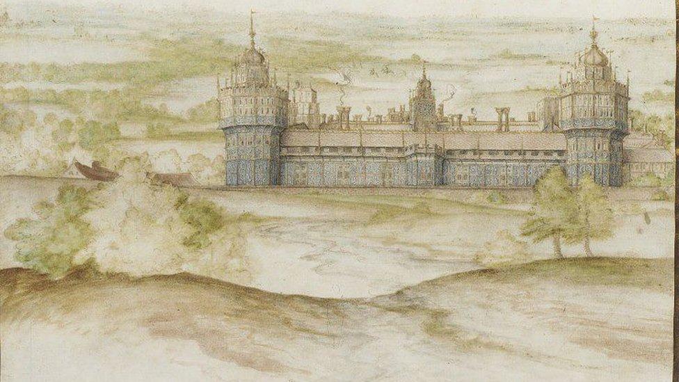 Nonsuch Palace from the South by Joris Hoefnagel