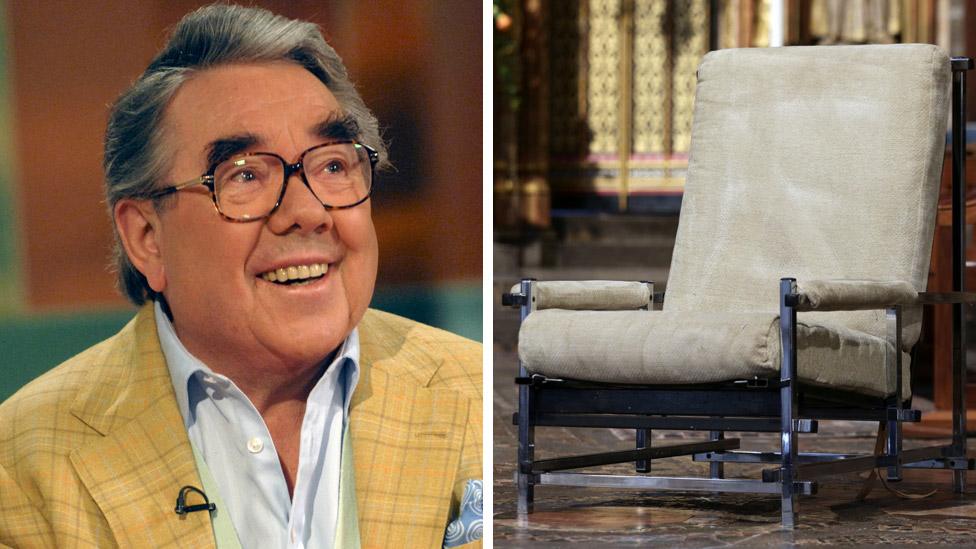 Ronnie Corbett and his chair in Westminster Abbey