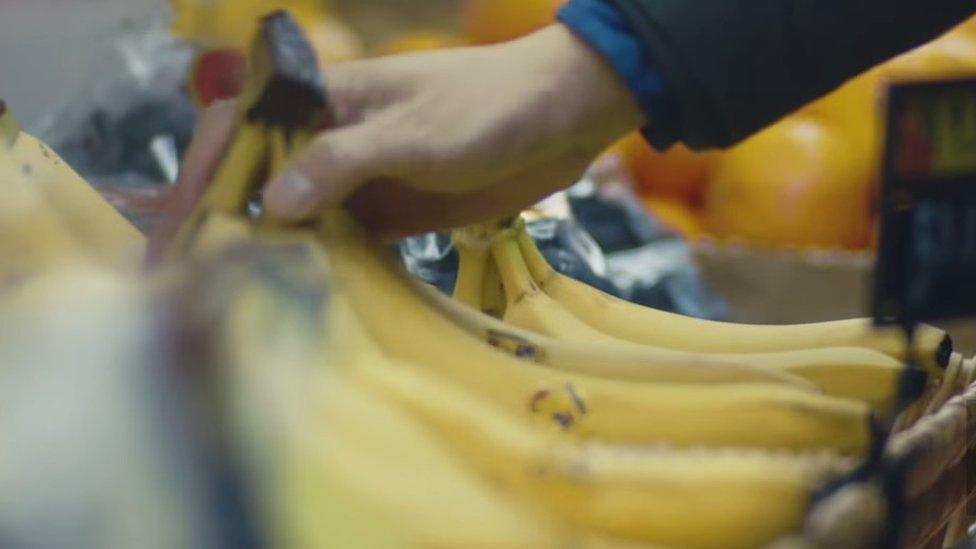 Bananas in Chinese grocery store