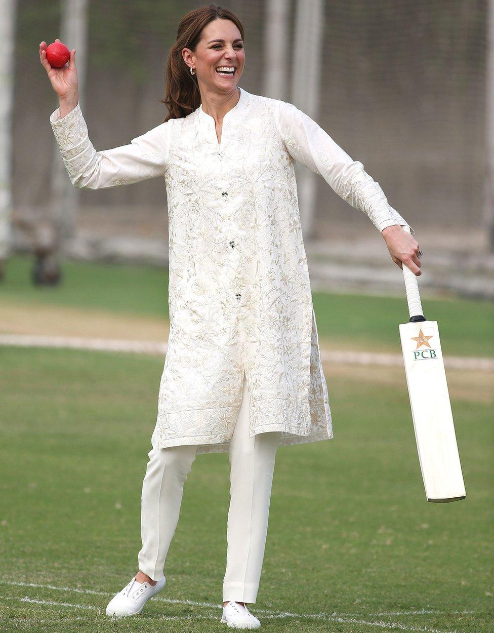 Kate playing cricket