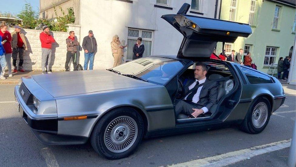 A DeLorean car