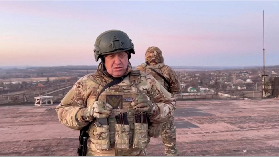 Yevgeny Prigozhin, founder of Russia's Wagner mercenary force, speaks in Paraskoviivka, Ukraine in this still image from an undated video released on March 3, 2023