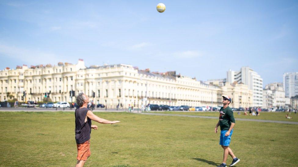 Two men exercise in Brighton