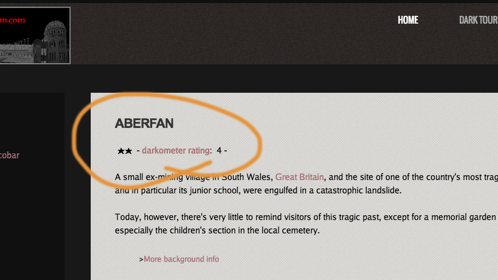 Aberfan yn leoliad ar wefan Travolution.com