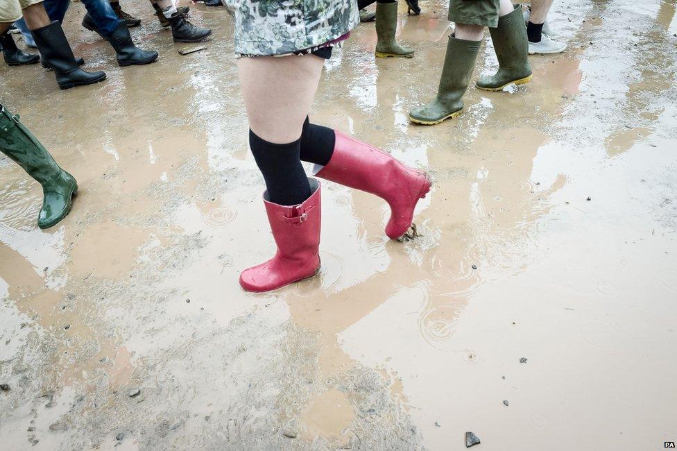 Wellies at this year's Glastonbury Festival