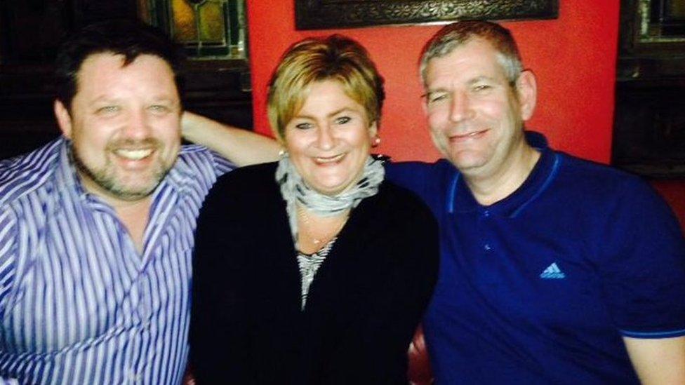 Brian O'Callaghan-Westropp (left) with Louise Jay and her husband Mark