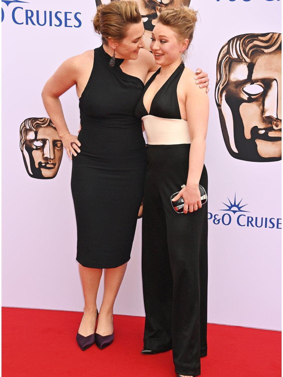 Mia Threapleton and Kate Winslet attend the 2023 BAFTA Television Awards with P&O Cruises at The Royal Festival Hall on May 14, 2023 in London, England