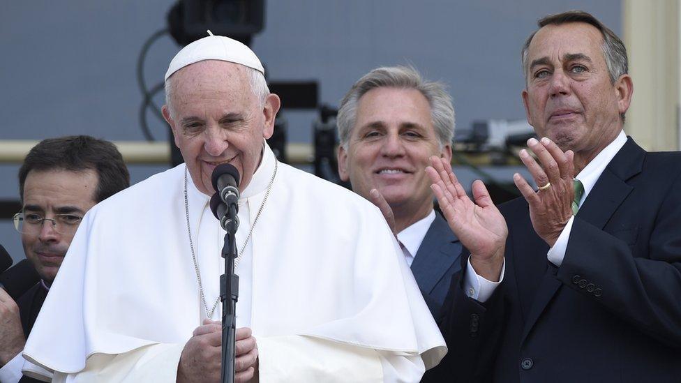 John Boehner and Pope Francis on 24 September 2015