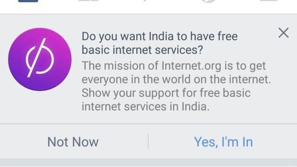 The text of the Facebook poll on Internet.Org