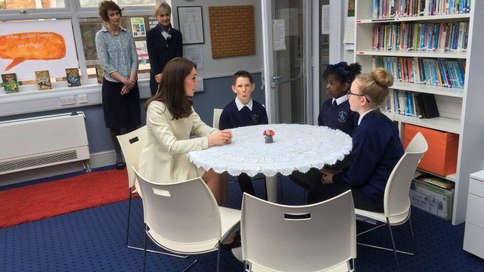 Duchess of Cambridge meets children