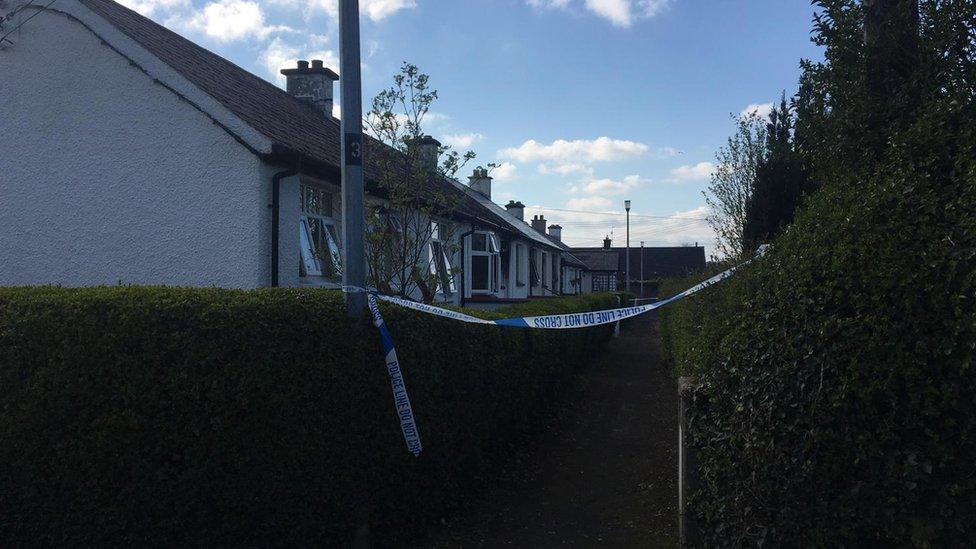 Police tape over a laneway at Greenhaw Avenue in Londonderry