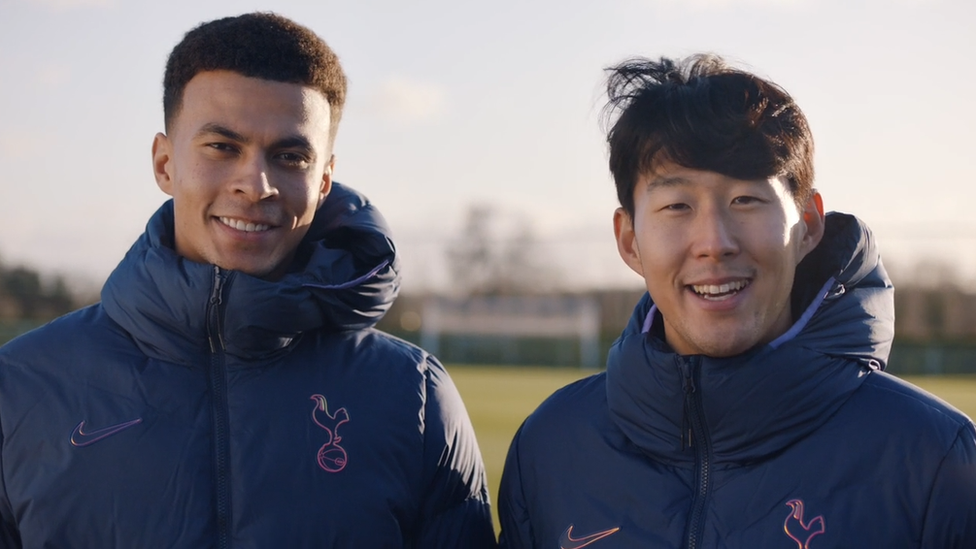 Still from film of Dele Alli and Son Heung-min