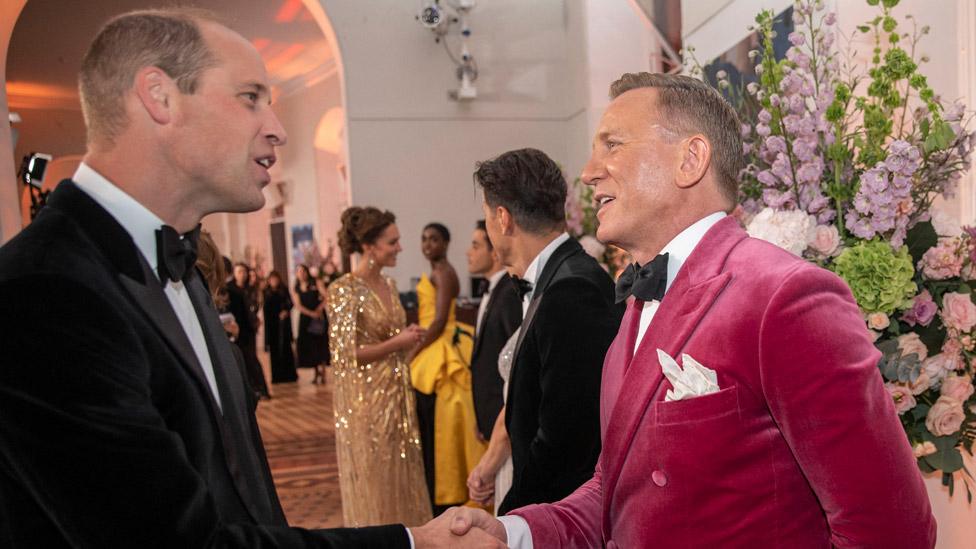 The Duke of Cambridge with Daniel Craig at the premiere of No Time To Die in September