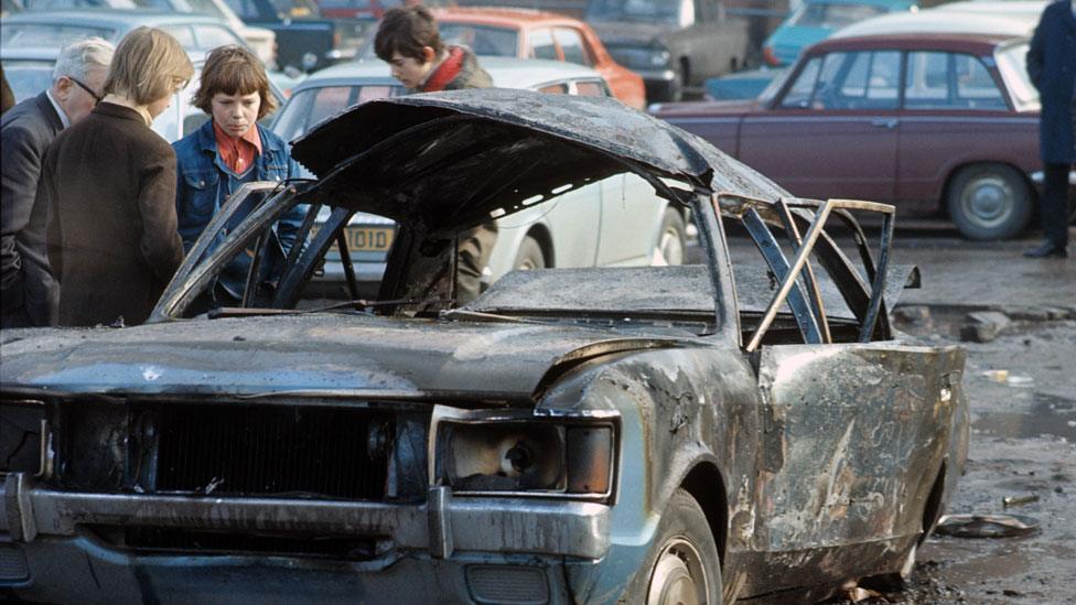 Suspect car after being detonated