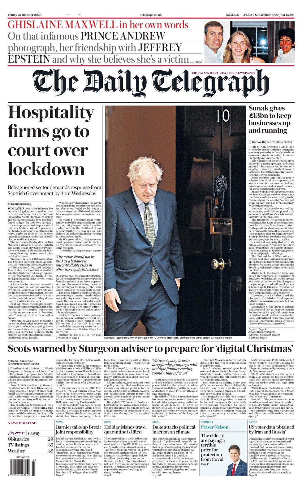 Telegraph front page