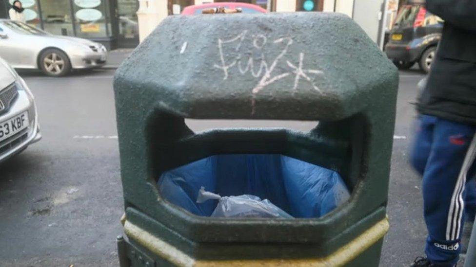 Bin on St Leonards Road in Bexhill-on-Sea