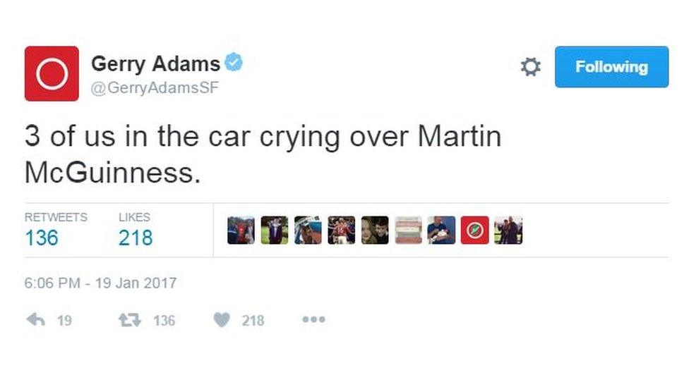 Gerry Adams reaction on Twitter