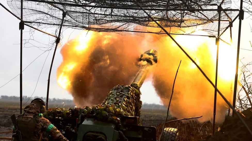 Ukrainian artillery fires at enemy positions near Bakhmut, eastern Ukraine. File photo