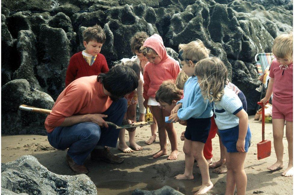 group on beach