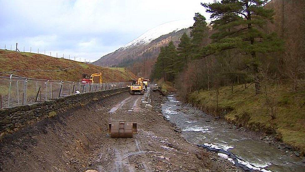 Repair work on flood-damaged A591 in Cumbria